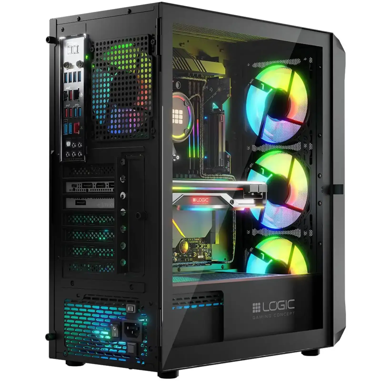 Корпус LogicConcept PORTOS MESH+GLASS ARGB fans 4x120mm BLACK без Блок живлення ATX (AT-PORTOS-10-0000000-0002) UA