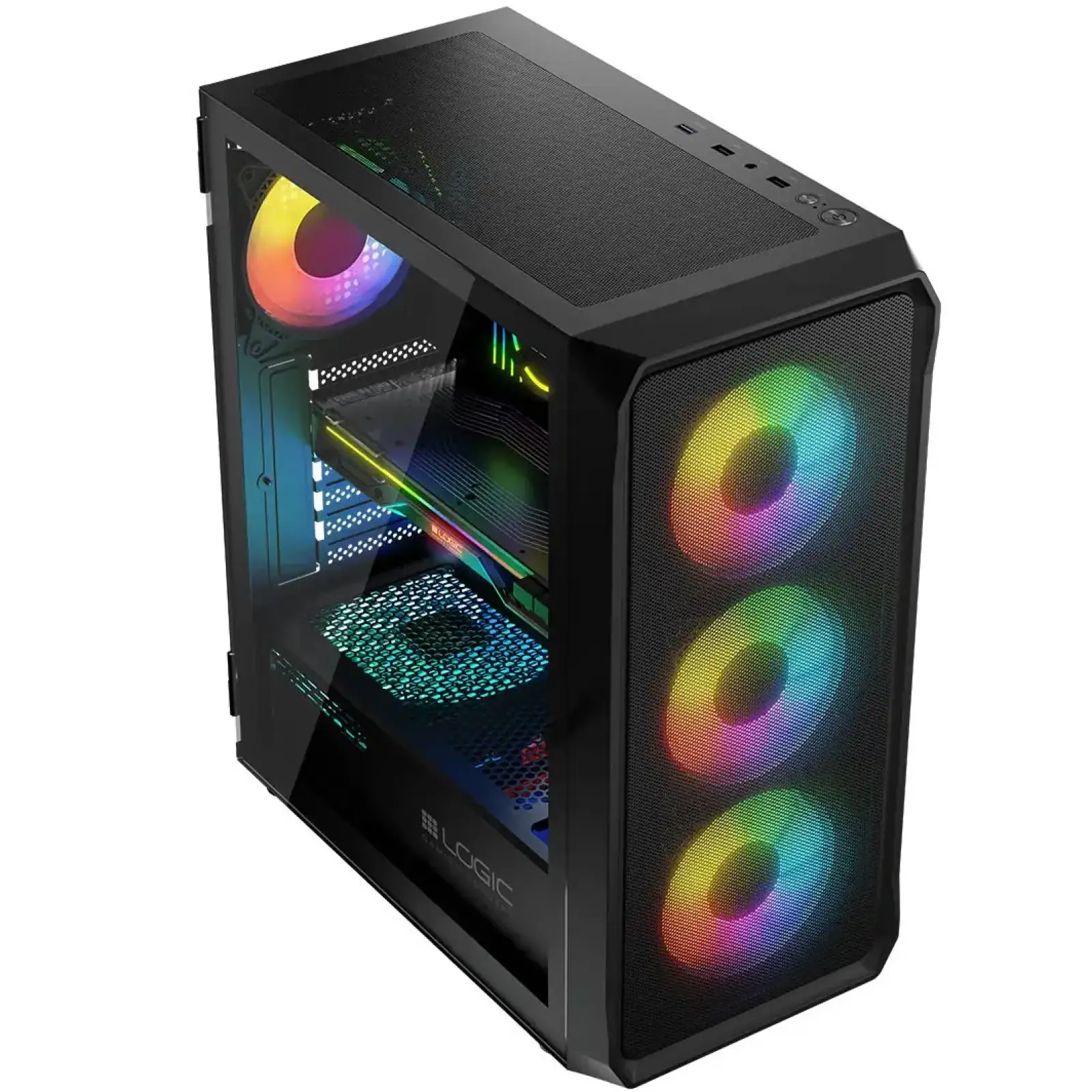 Корпус LogicConcept PORTOS MESH+GLASS ARGB fans 4x120mm BLACK без Блок живлення ATX (AT-PORTOS-10-0000000-0002) UA