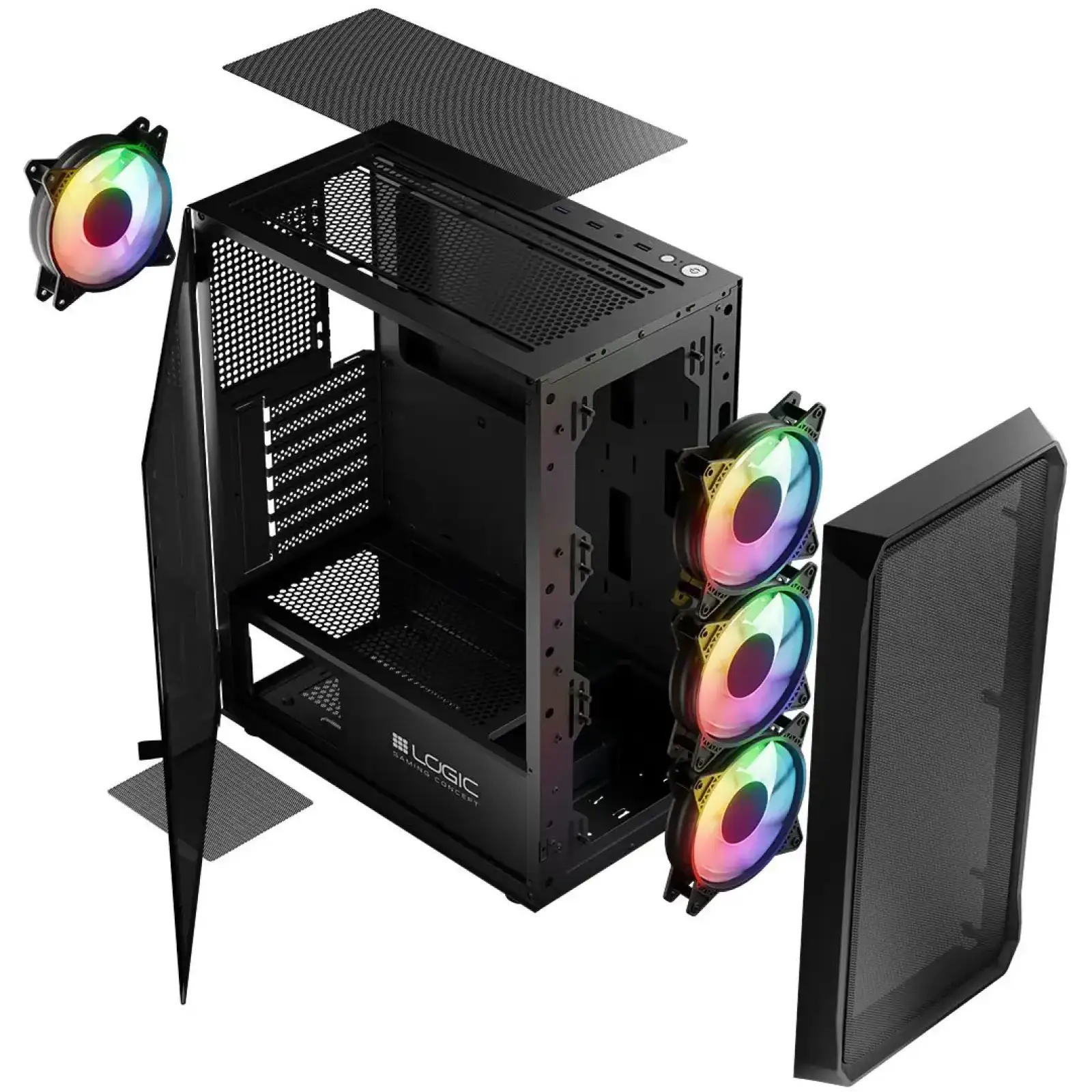 Корпус LogicConcept PORTOS MESH+GLASS ARGB fans 4x120mm BLACK без Блок живлення ATX (AT-PORTOS-10-0000000-0002) UA
