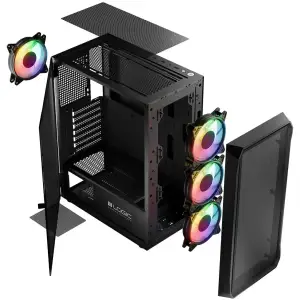 Корпус LogicConcept PORTOS MESH+GLASS ARGB fans 4x120mm BLACK без Блок живлення ATX (AT-PORTOS-10-0000000-0002) UA