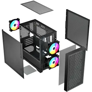 Корпус LogicConcept DART PRO ARGB MINI BLACK MESH fans 3x120mm без Блок живлення mATX (AM-DART-PRO-ARGB-10) UA