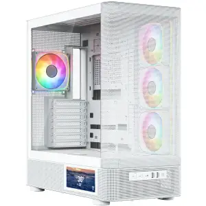 Корпус Modecom VOLCANO AQ400 ARGB MIDI SIDE LCD 6,2”, 4x120mm fans WHITE без Блок питания ATX (MC-A-AQ400-4FA-W) UA