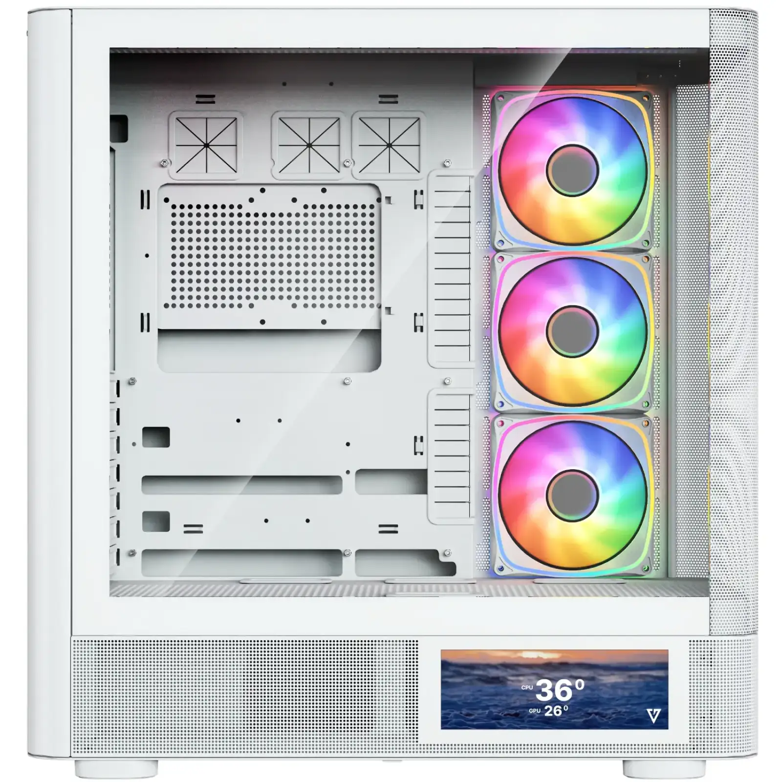 Корпус Modecom VOLCANO AQ400 ARGB MIDI SIDE LCD 6,2”, 4x120mm fans WHITE без Блок питания ATX (MC-A-AQ400-4FA-W) UA