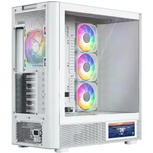 Корпус Modecom VOLCANO AQ400 ARGB MIDI SIDE LCD 6,2”, 4x120mm fans WHITE без Блок питания ATX (MC-A-AQ400-4FA-W) UA