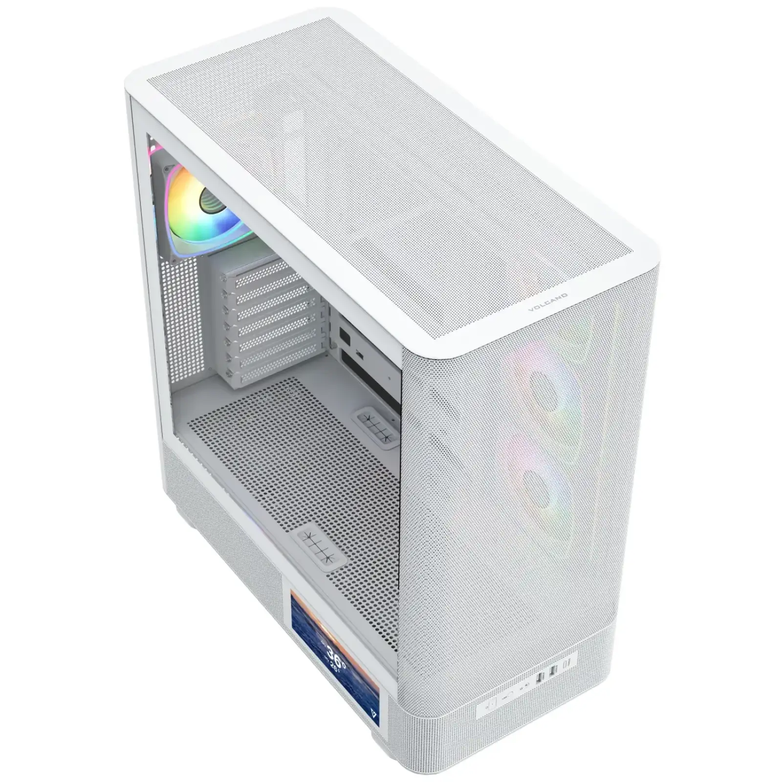 Корпус Modecom VOLCANO AQ400 ARGB MIDI SIDE LCD 6,2”, 4x120mm fans WHITE без Блок питания ATX (MC-A-AQ400-4FA-W) UA