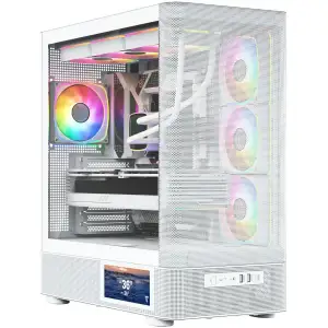 Корпус Modecom VOLCANO AQ400 ARGB MIDI SIDE LCD 6,2”, 4x120mm fans WHITE без Блок питания ATX (MC-A-AQ400-4FA-W) UA