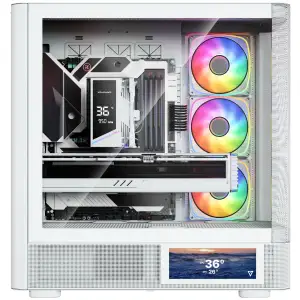 Корпус Modecom VOLCANO AQ400 ARGB MIDI SIDE LCD 6,2”, 4x120mm fans WHITE без Блок питания ATX (MC-A-AQ400-4FA-W) UA