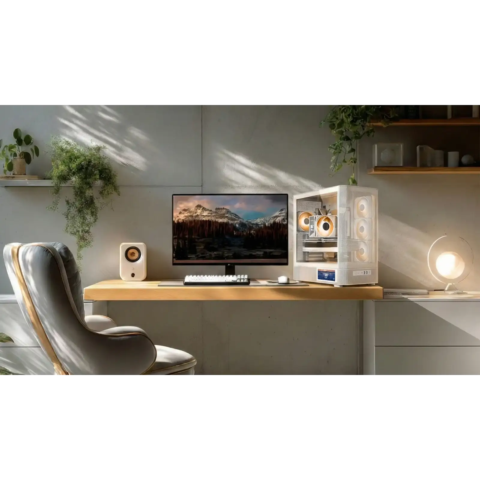 Корпус Modecom VOLCANO AQ400 ARGB MIDI SIDE LCD 6,2”, 4x120mm fans WHITE без Блок питания ATX (MC-A-AQ400-4FA-W) UA
