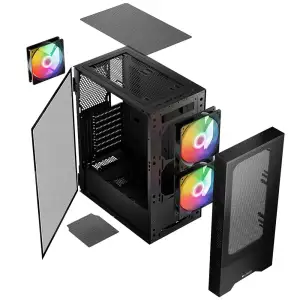 Корпус LogicConcept ARYA MESH+GLASS ARGB fans 2x140mm+1x120mm BLACK без Блок живлення ATX (AT-ARYA-10-000000-0002) UA