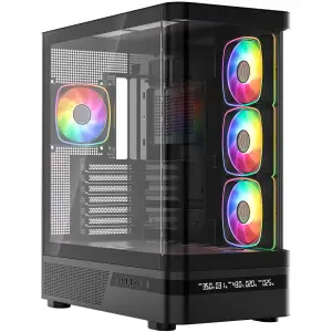 Корпус Modecom VOLCANO AQ200 ARGB MIDI FRONT LCD, 4x120mm fans BLACK без Блок питания ATX (MC-A-AQ200-4FA-B) UA