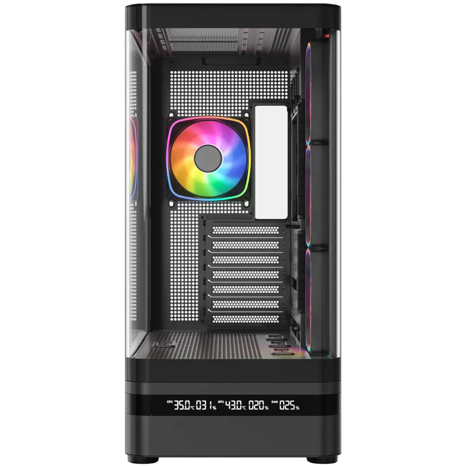 Корпус Modecom VOLCANO AQ200 ARGB MIDI FRONT LCD, 4x120mm fans BLACK без Блок питания ATX (MC-A-AQ200-4FA-B) UA