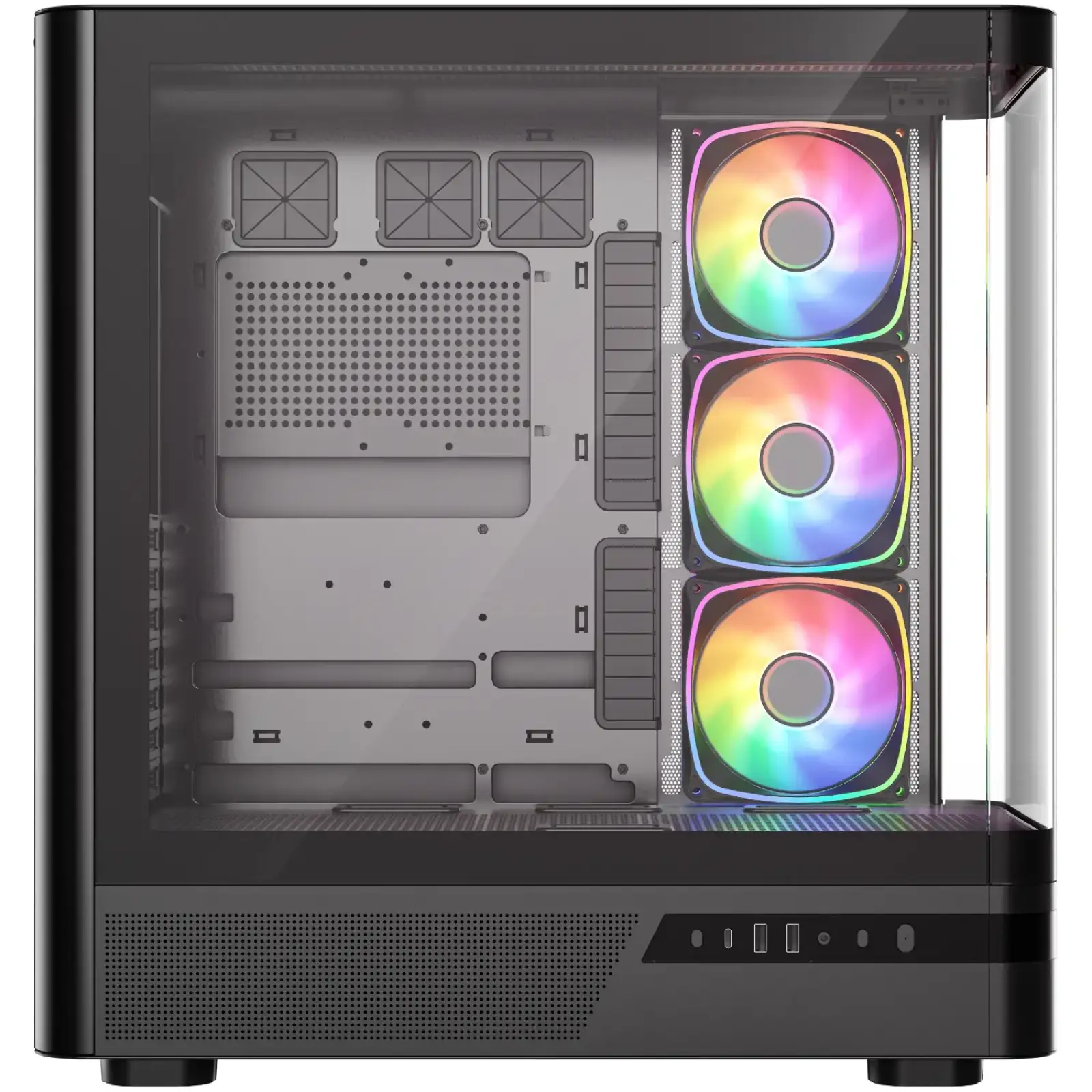 Корпус Modecom VOLCANO AQ200 ARGB MIDI FRONT LCD, 4x120mm fans BLACK без Блок питания ATX (MC-A-AQ200-4FA-B) UA