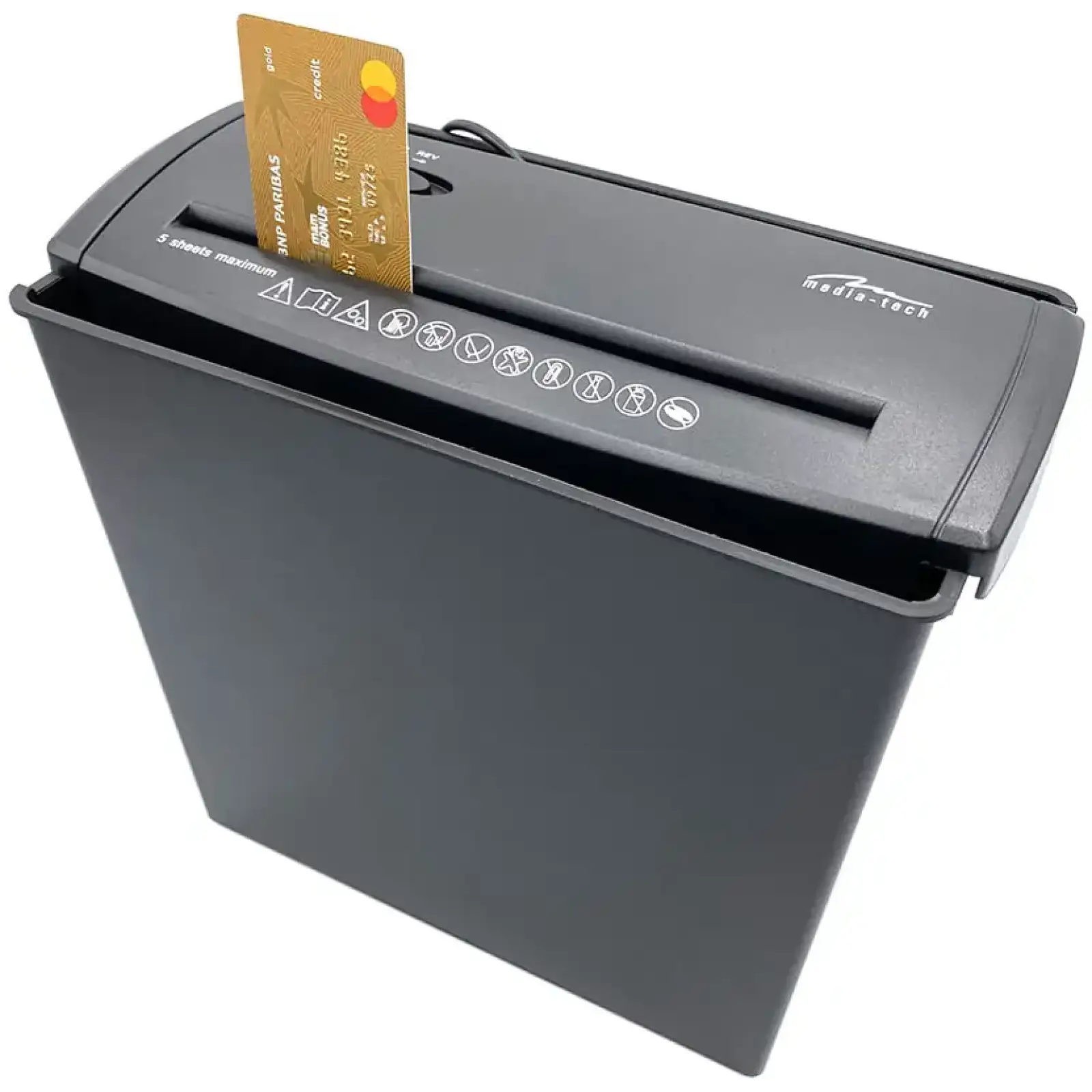 Знищувач документів Media-Tech MT215, A4, 80g х 5, CD/DVD, 9,5 л., P-1, O-1 UA