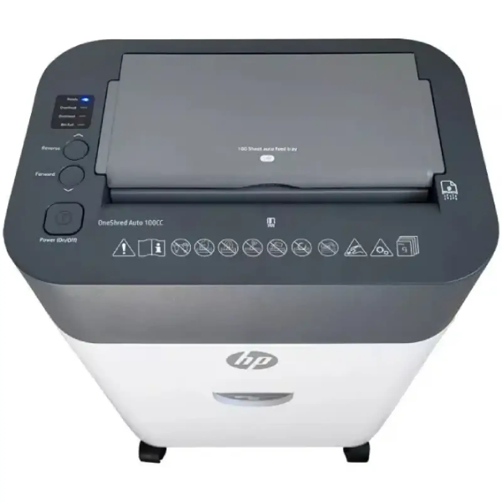 Знищувач документів HP OneShred Auto 100CC, A4, 80g х 9 листів, 4.3*12, 17 л., P-4 (2818) UA