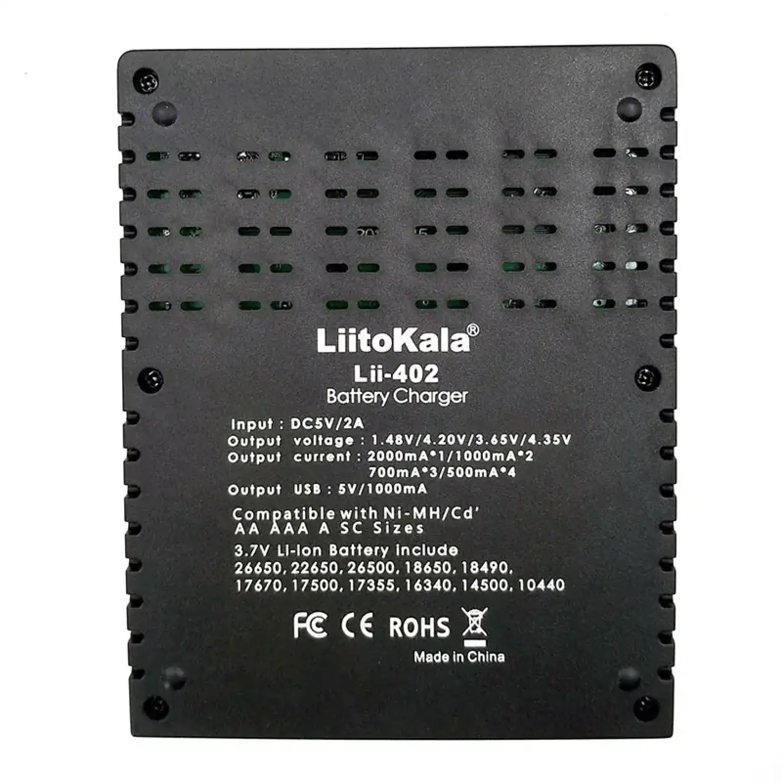 Зарядний пристрій LiitoKala Lii-402, 4x(Lion/NiMH/NiCd), Power Bank function UA