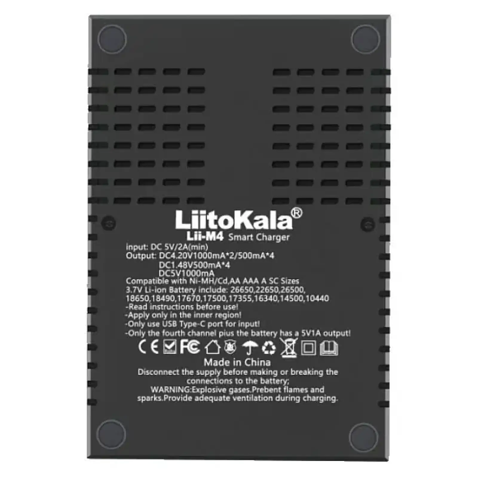 Зарядний пристрій LiitoKala Lii-M4, 4x(Lion/NiMH/NiCd), Power Bank, discharge function, display UA