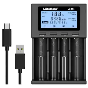 Зарядний пристрій LiitoKala Lii-M4, 4x(Lion/NiMH/NiCd), Power Bank, discharge function, display UA