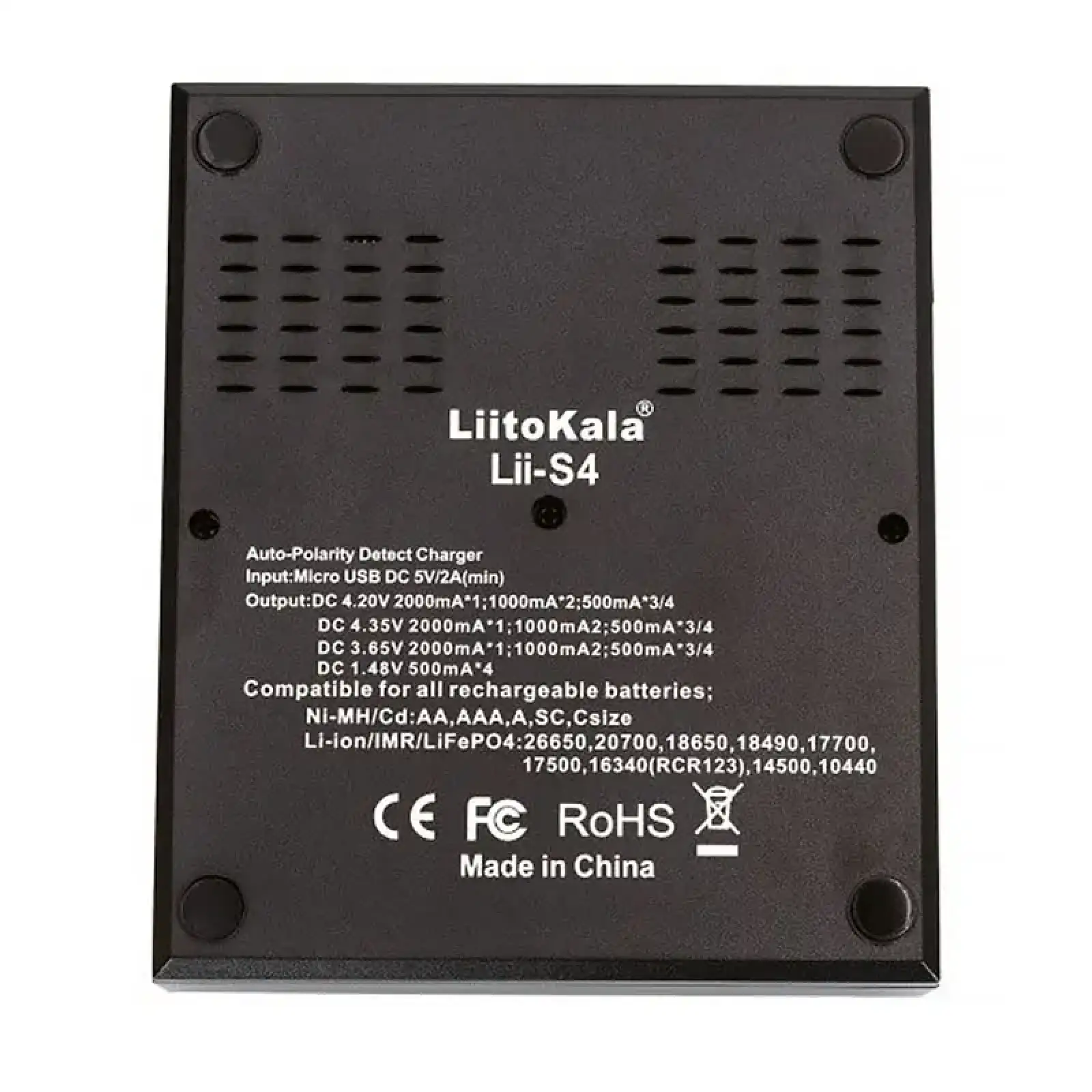 Зарядний пристрій LiitoKala Lii-S4, 4x(Lion/LiFePO4/NiMH/NiCd), Auto Polarity, Display UA