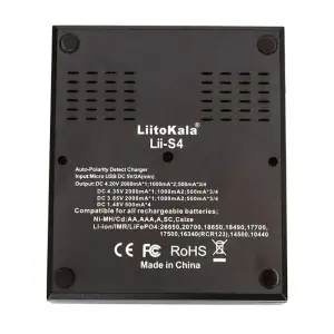 Зарядний пристрій LiitoKala Lii-S4, 4x(Lion/LiFePO4/NiMH/NiCd), Auto Polarity, Display UA
