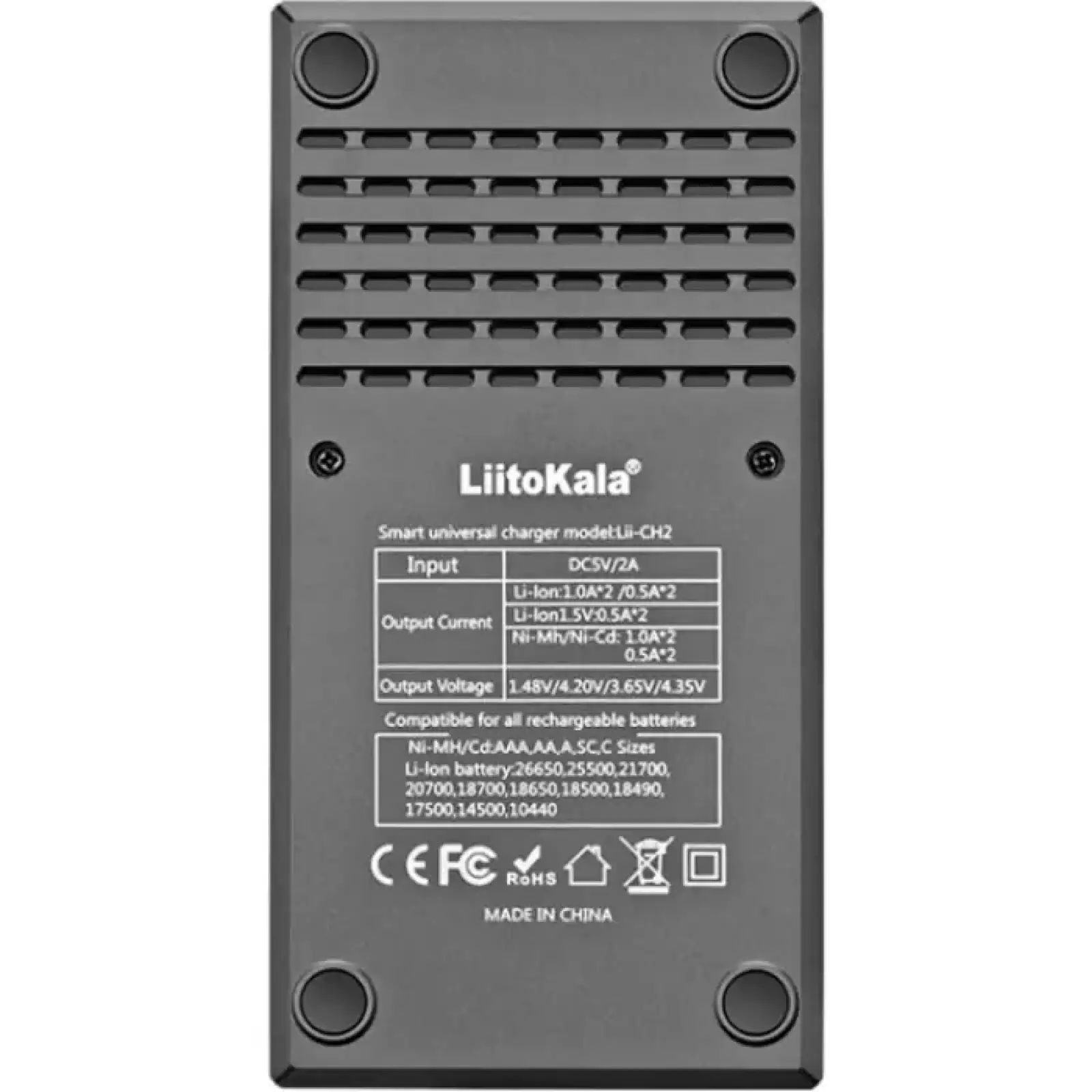 Зарядний пристрій LiitoKala Lii-CH2, 18650, 26650, 21700, АА, ААА Li-ion (1.5V), LiFePO4, NiMH акум UA