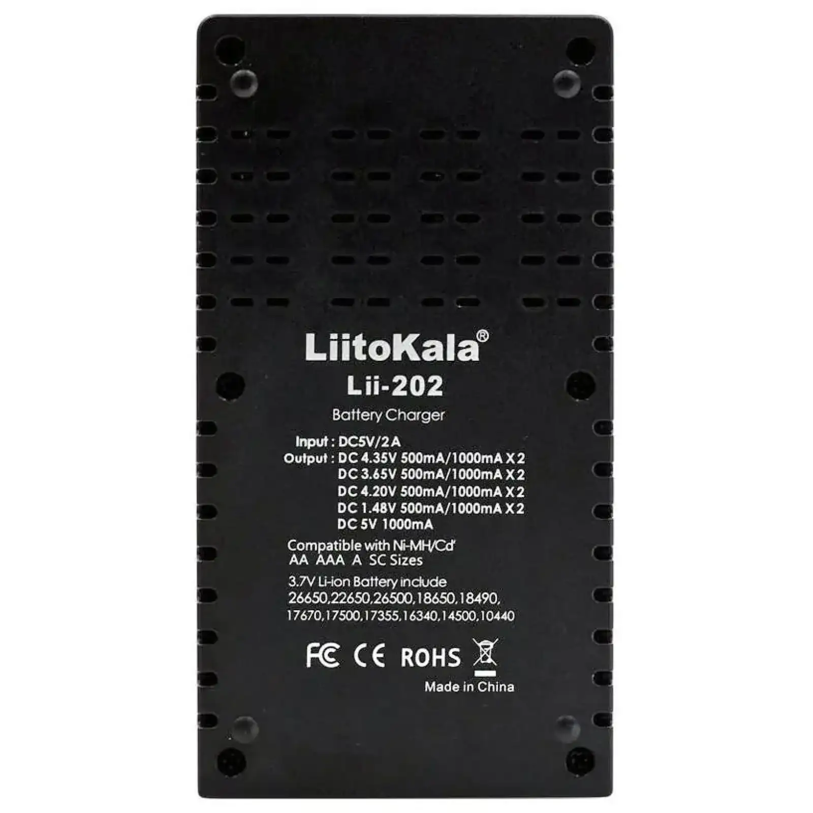Зарядний пристрій LiitoKala Lii-202, 2x(Lion/NiMH/NiCd), Power Bank function UA