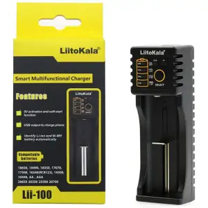 Зарядний пристрій LiitoKala Lii-100, 1x(Lion/NiMH/NiCd), 1A, Power Bank function UA