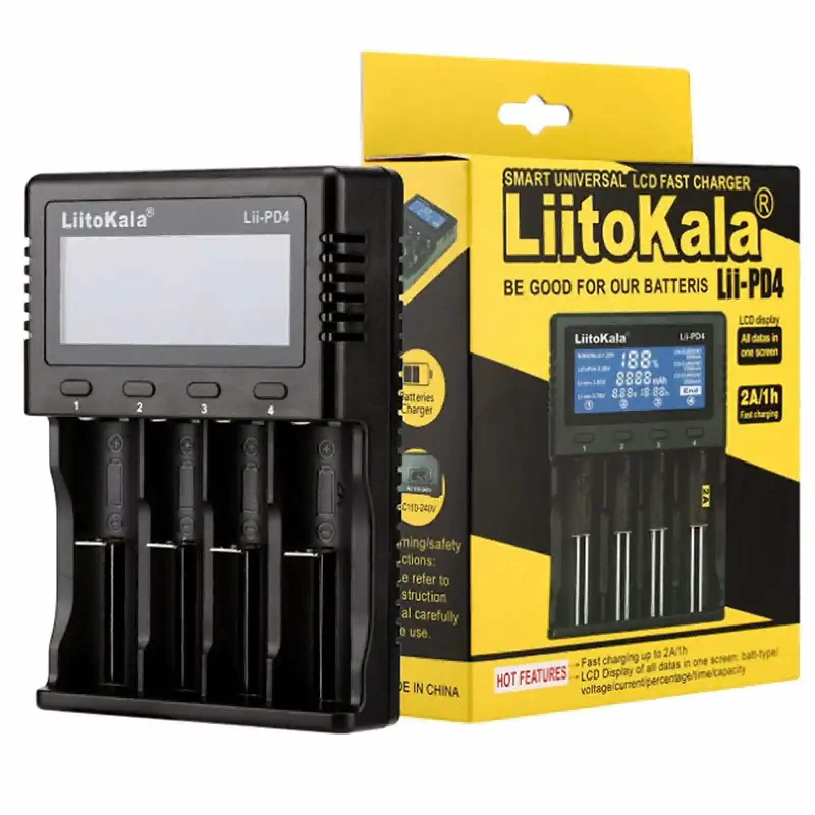Зарядний пристрій LiitoKala Lii-PD4, 4x(LiOn/LiFePO4/NiMH/NiCd), display UA