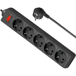 Сетевой фильтр 3.0м Defender ES3, 5 розеток, вимикач, чорний (994850) UA