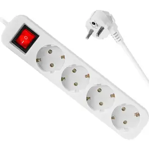 Сетевой фильтр 1.8м Defender S418, 4 розетки, з вимикачем, заземленням (992370) UA