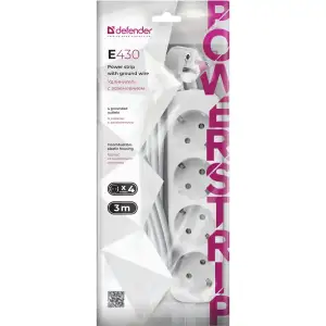 Сетевой фильтр 3.0м Defender E430, 4 розетки, з заземленням (992260) UA