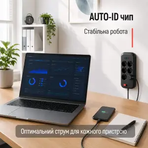 Мережевий фільтр-подовжувач СolorWay 6 розеток/4USB (Type-C 2PD20W + 2USB QC3.0) (20W) Black 2M (CW-CHE64PDB) UA