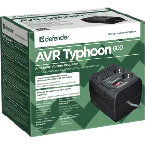 Стабілізатор напруги Defender AVR Typhoon 600 200 Вт, 2 розетки (99032) UA