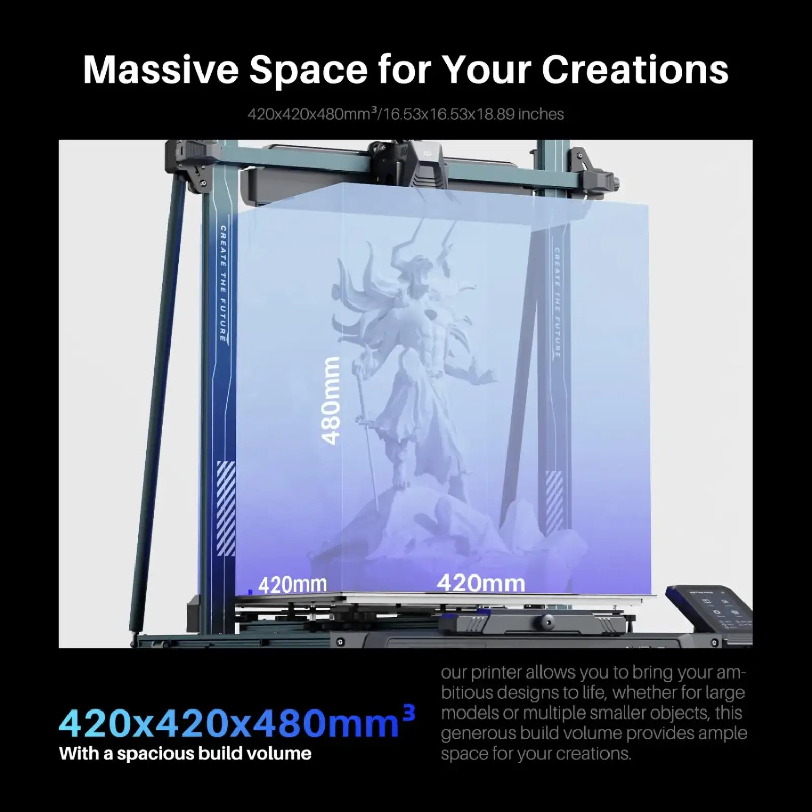 Принтер 3D ELEGOO Neptune 4 Max (FDM 1.75 mm 0.4 mm 420×420×480 mm WiFi WLAN USB сірий) (50.201.014300) UA