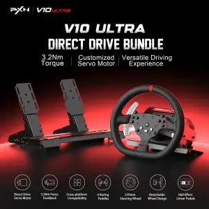 Кермо і педалі PXN V10 Ultra Bundle for PS4/XBOX/Xbox Series X|S/PC,17кн., подв. педалі, кермо 270мм (PXN-V10 Ultra EU) UA