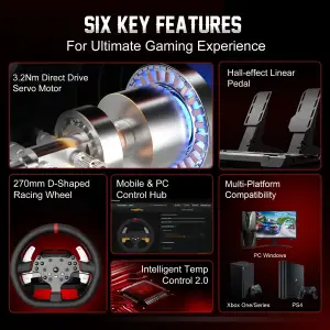 Кермо і педалі PXN V10 Ultra Bundle for PS4/XBOX/Xbox Series X|S/PC,17кн., подв. педалі, кермо 270мм (PXN-V10 Ultra EU) UA