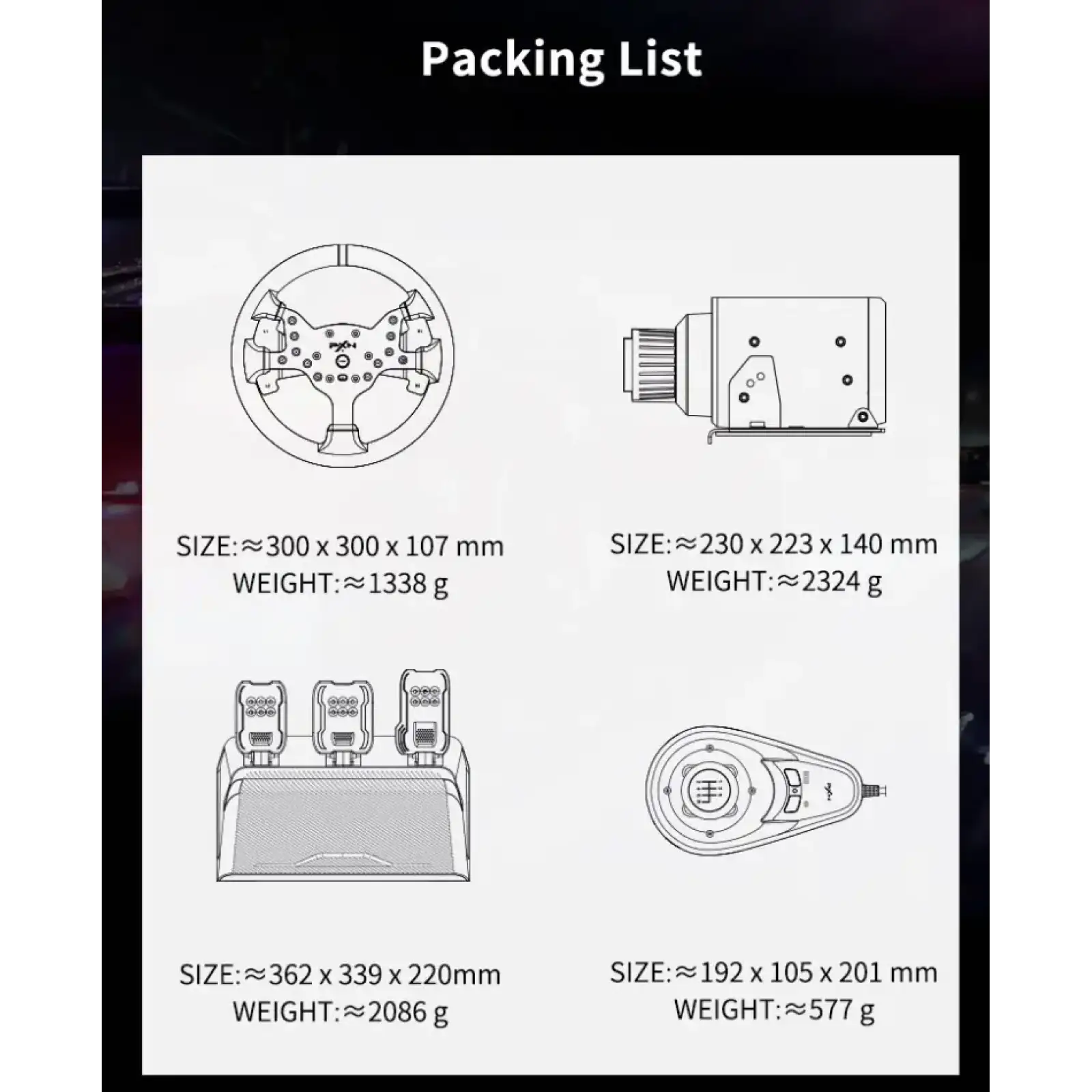 Кермо і педалі, коробка передач PXN-V99 Bundle for PS4/XBOX/Xbox Series X|S/PC (PXN-V99 EU) UA