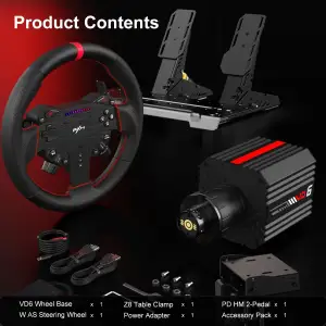 Кермо і педалі PXN VD6 Bundle for PC, 19кн., подв. педалі,кермо WAS 280мм (PXN-VD6 Bundle EU) UA
