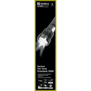 Ліхтарик-повербанк Sandberg Survivor 7 in 1 Torch Powerbank 10000 mAh XHP70 LED USB-C 5W (421-09) UA