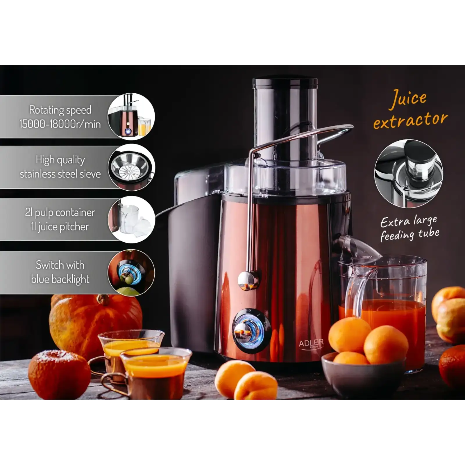 Соковыжималка Adler AD 4129 copper (AD4129) UA