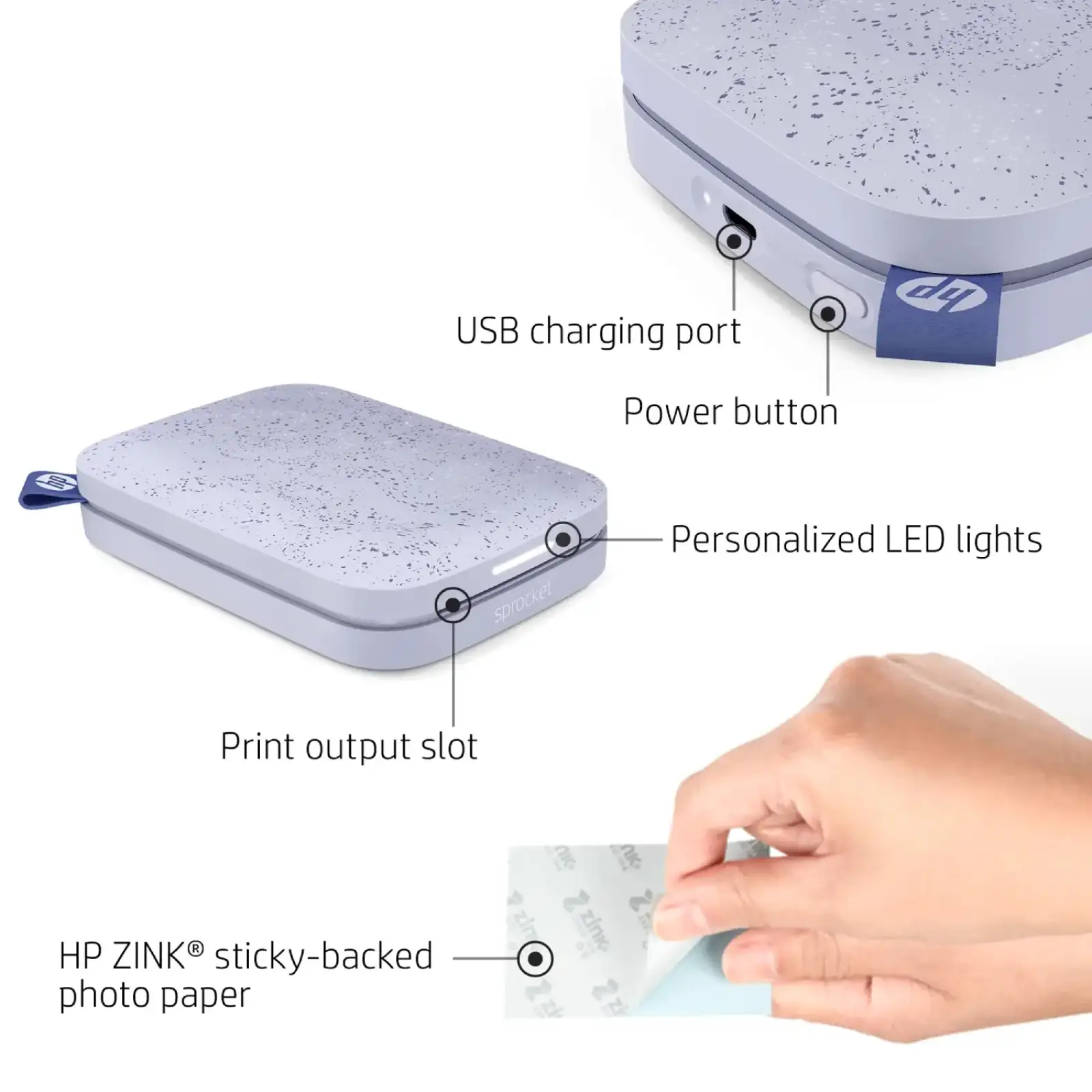 Фотопринтер портативний HP Sprocket Purple (2