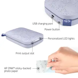 Фотопринтер портативний HP Sprocket Purple (2