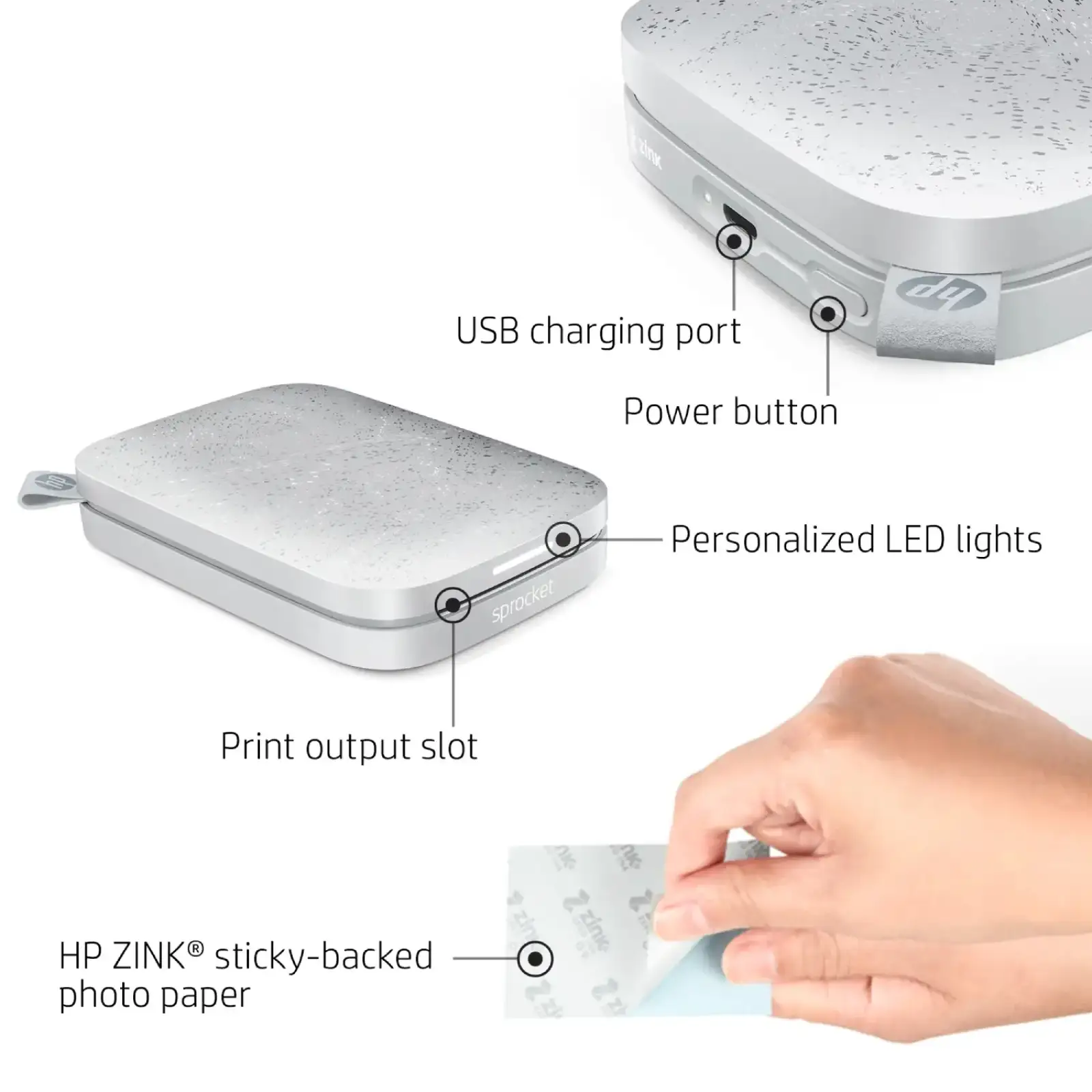 Фотопринтер портативний HP Sprocket White (2