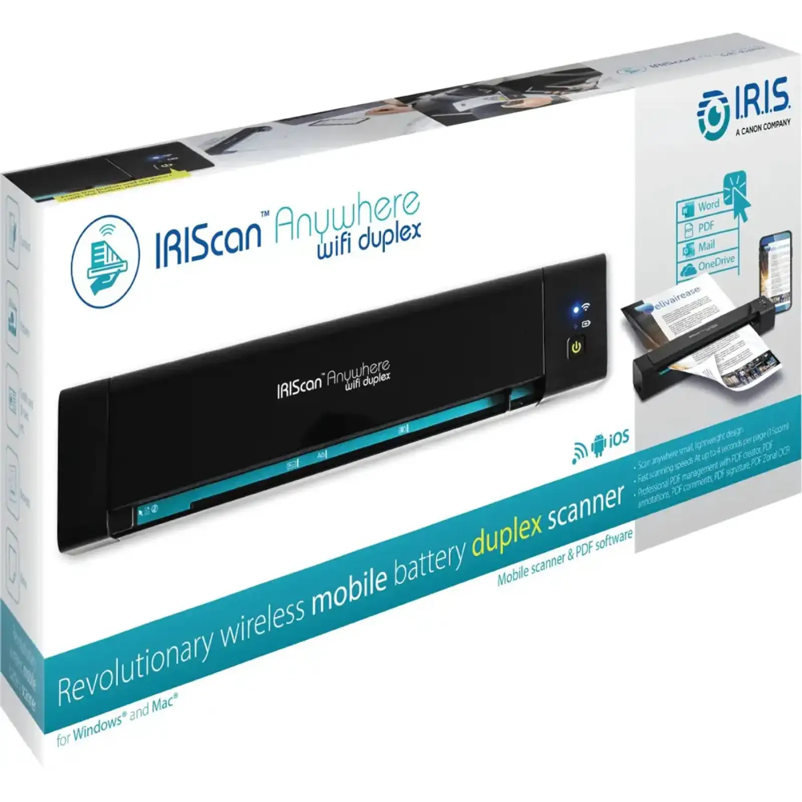 Сканер A4 Canon IRIScan Anywhere 6 WIFI Duplex(1200dpi 15стор/хв USB microSD мобільний чорний) (461854) UA