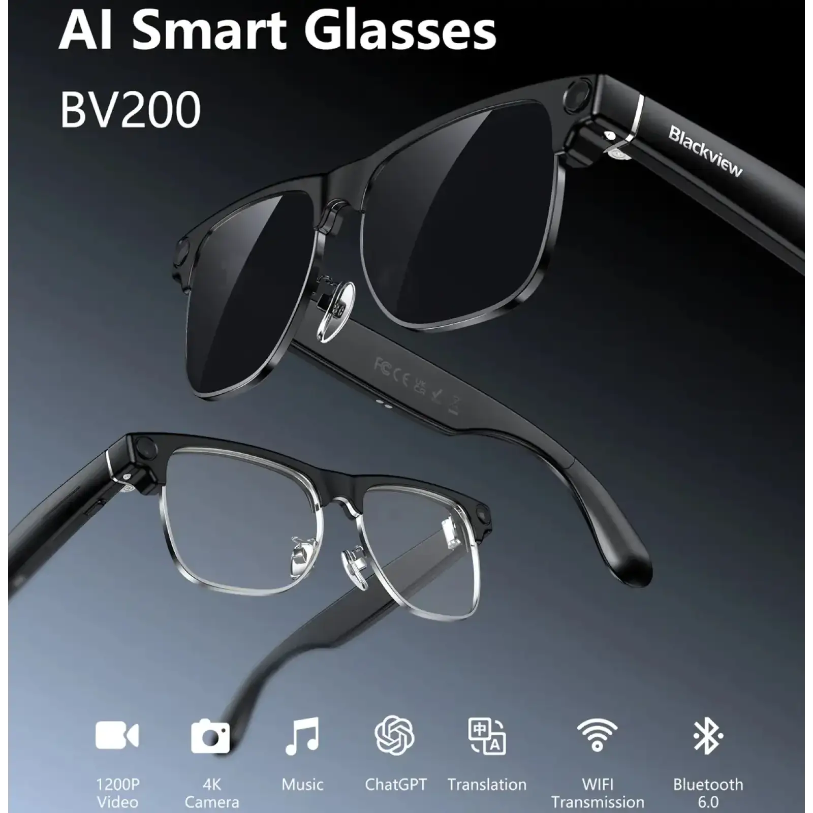 Смарт-окуляри BlackView BV200 Photochromic lenses (6931548328339) UA
