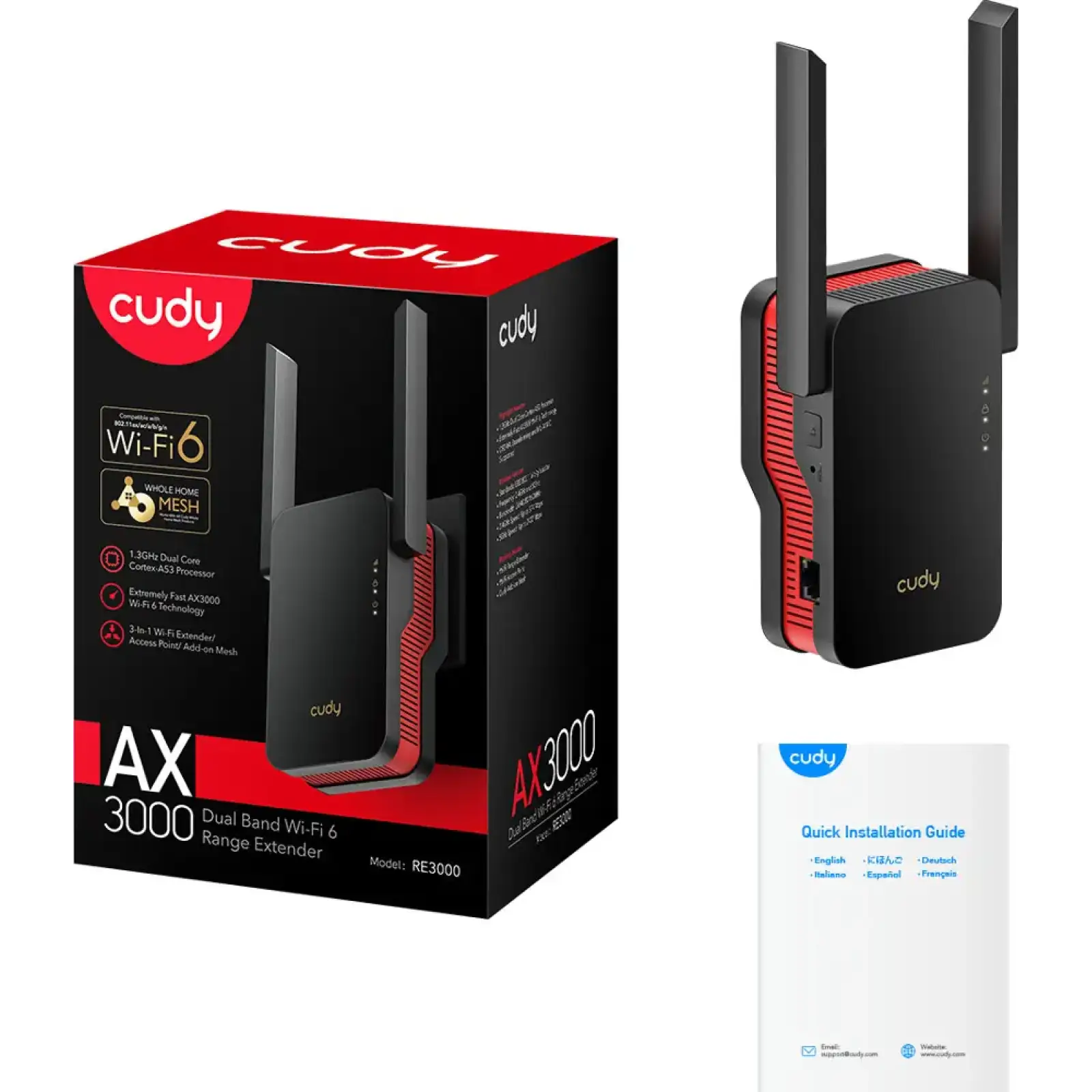 Підсилювач Wi-Fi сигналу Cudy RE3000 AX3000 WiFi 6 Mesh Repeater UA