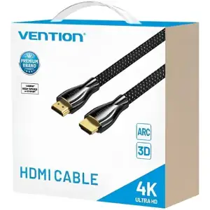 Кабель HDMI M - M, 12.0 м, V2.0, 4K 60Гц, обплетення, Zinc Alloy Type чорний Vention (ALMBM) UA