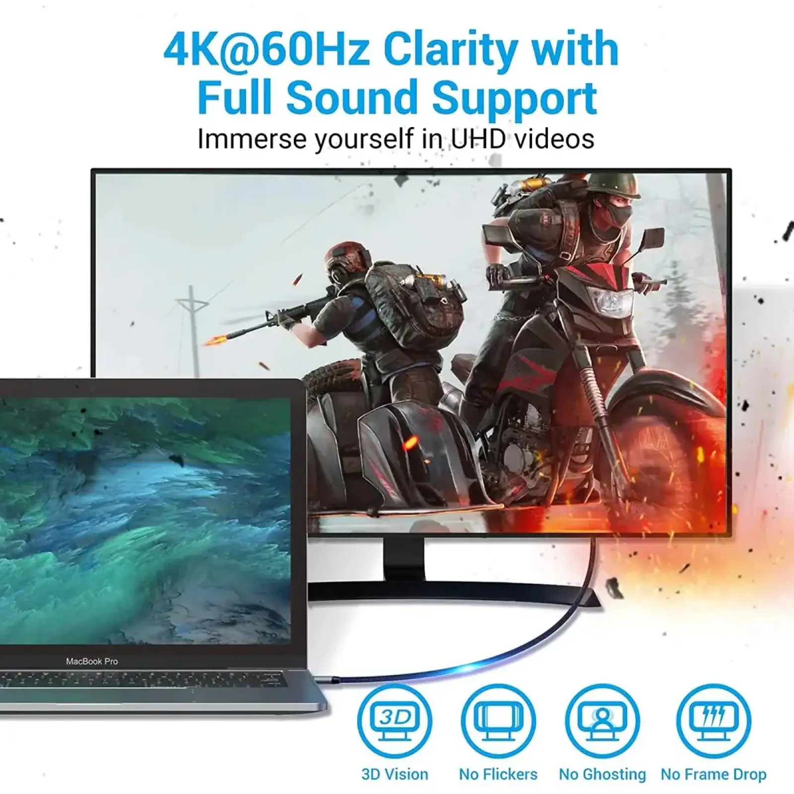 Кабель USB 3.1 Type-C M - HDMI M, 2.0m v.2.0 4K 60Hz Aluminum Alloy Type чорний Vention (CRBBH) UA