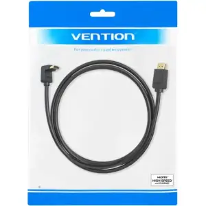 Кабель HDMI M - M, 2.0 м, V2.0, 4K 60Гц, кут 270°, PVC, чорний Vention (AAQBH) UA