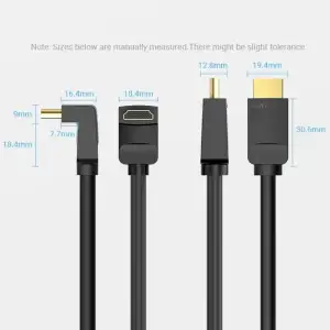 Кабель HDMI M - M, 2.0 м, V2.0, 4K 60Гц, кут 270°, PVC, чорний Vention (AAQBH) UA
