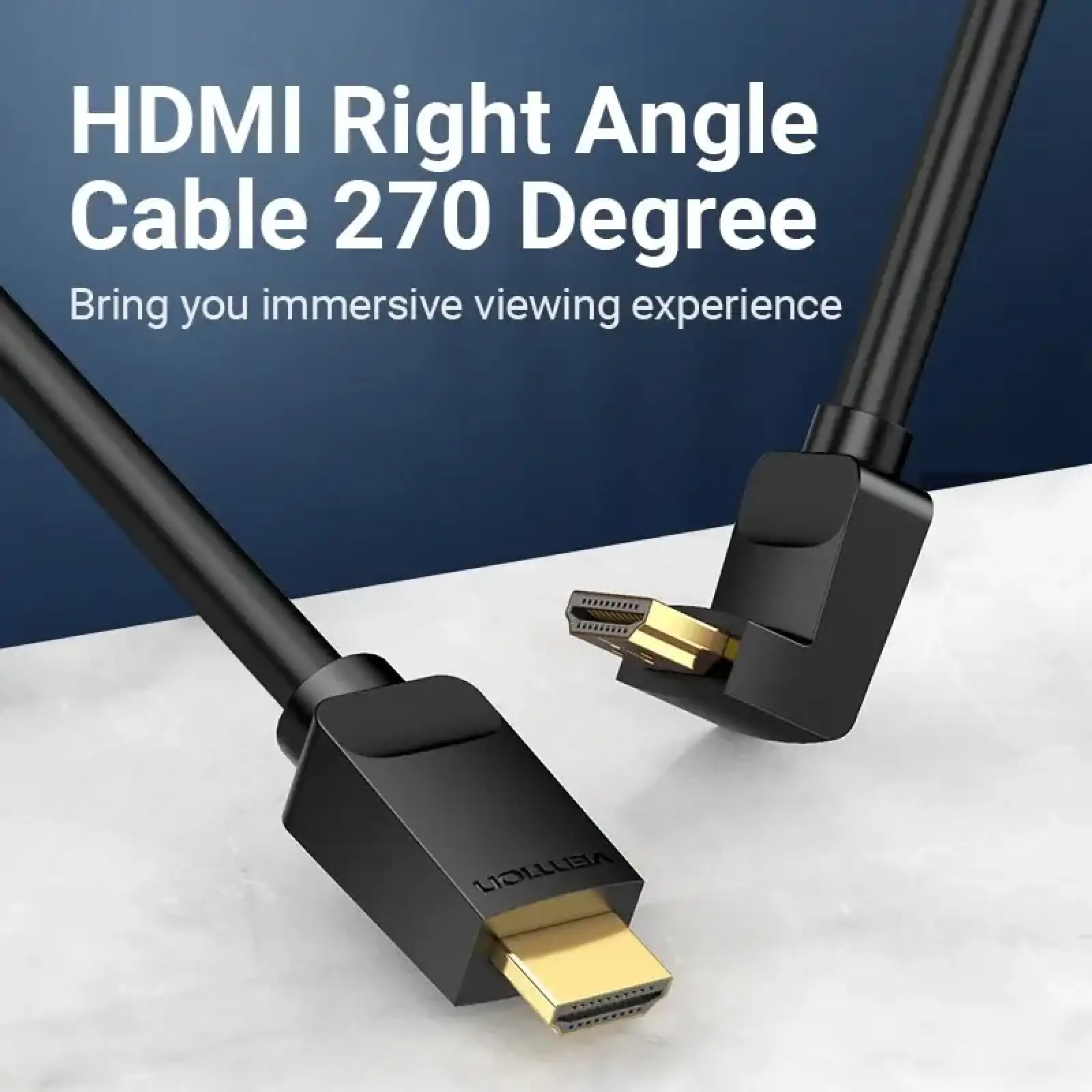 Кабель HDMI M - M, 2.0 м, V2.0, 4K 60Гц, кут 270°, PVC, чорний Vention (AAQBH) UA
